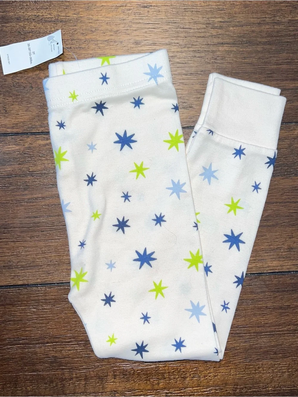 Baby Space Planet Pajama Set - White with Blue & Lime Stars